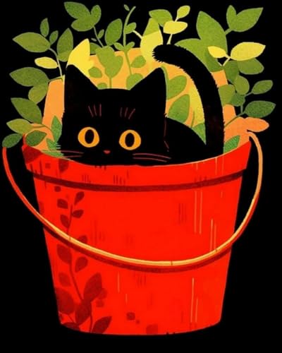 Chaozhirui Kreuzstich-Set „Katze im Eimer“, beliebtes Design, bedrucktes Kreuzstich-Set, 11 CT, gestempelte Stickerei für Anfänger, Geschenk, DIY, handgefertigtes Stickset,40X50CM von Chaozhirui