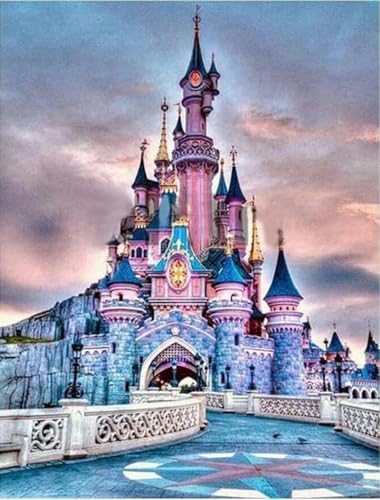 Chaozhirui Kreuzstich-Stickset, Musterdruck, Rosa Schloss, 11CT, DIY-Stickset, Stickset für Kuscheltiere, Tiger-Tapete im chinesischen Stil, Kreuzstich, Disney-40X50CM von Chaozhirui