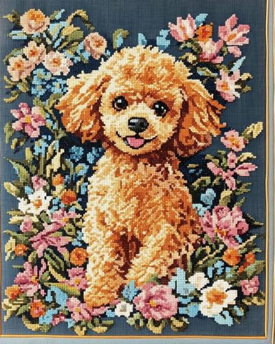 Chaozhirui Kreuzstichset für Erwachsene, 11 CT, Tierhund, Pudel, DIY handgefertigtes Handarbeitsset, Handarbeits-Stickerei, 40 x 50 cm Chaozhirui Kreuzstichset für Erwachsene, 11 CT, Tierhund, Pudel, DIY handgefertigtes Handarbeitsset, Handarbeits-Stickerei, 40 x 50 cm von Chaozhirui