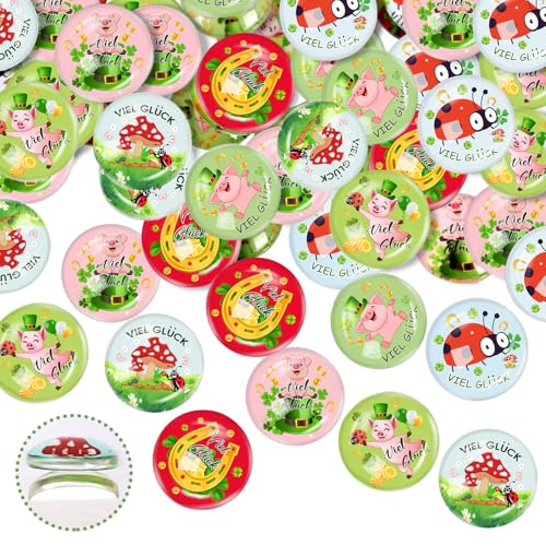 50 Stück Glücksbringer Glascabochons,20mm Glücksbringer Glassteine,Glück Bestandene Prüfung Schulabschluss Bachelor Geschenk,Glücksbringe für DIY Handwerkliche,Schmuckherstellung,Heimdekoration (Rosa) von Charfia
