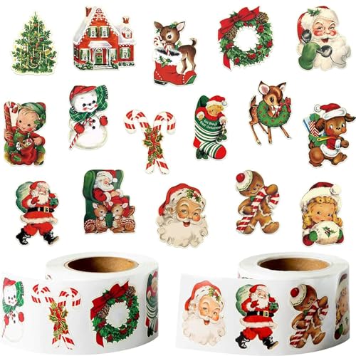 500 Stück Aufkleber Weihnachten, Weihnachtssticker Weihnachtsaufkleber, Weihnachtsaufkleber Selbstklebend Weihnachtssticker Selbstklebend, Sticker Weihnachten Etiketten Geschenkaufkleber Weihnachten von Charfia