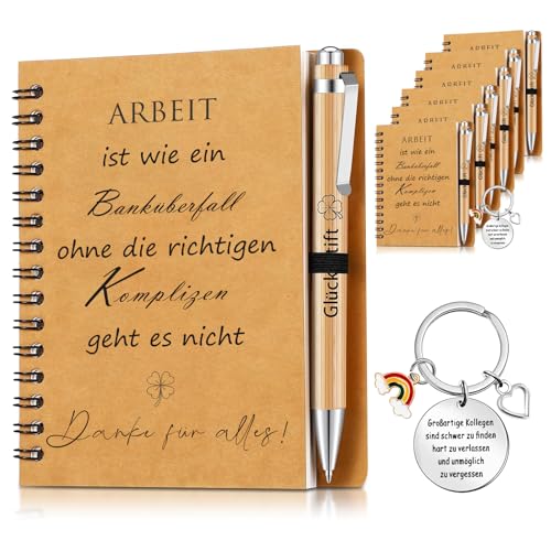 6 Set Dankeschön Geschenk für Kollegen, Lehrer Erzieherin Abschiedsgeschenk , Inspirierend Spirale Notizblock und Schlüsselanhänger,Klein Abschiedsgeschenk für Kollegen Rbeitskollegin Ruhestand von Charfia