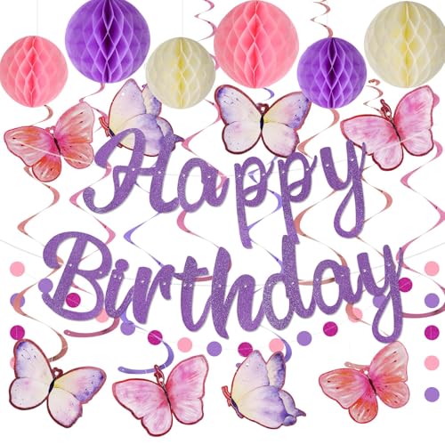 Geburtstagsdeko, Geburtstagsdeko Mädchen Frauen Birthday Decorations Geburtstags Deko, Wiederverwen Geburtstag Deko Happy Birthday Girlande Banner Kindergeburtstag Deko Geburtstag Party Deko von Charfia