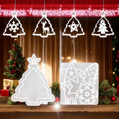Silikonformen Gießformen, Silikonform Weihnachten, Silikonform Weihnachten Anhänger Schneeflocke Weihnachtsbaum Sterne Elch, Epoxidharz Formen Gipsformen zur Herstellung von Weihnachtsdekorationen Silikonformen Gießformen, Silikonform Weihnachten, Silikonform Weihnachten Anhänger Schneeflocke Weihnachtsbaum Sterne Elch, Epoxidharz Formen Gipsformen zur Herstellung von Weihnachtsdekorationen von Charfia