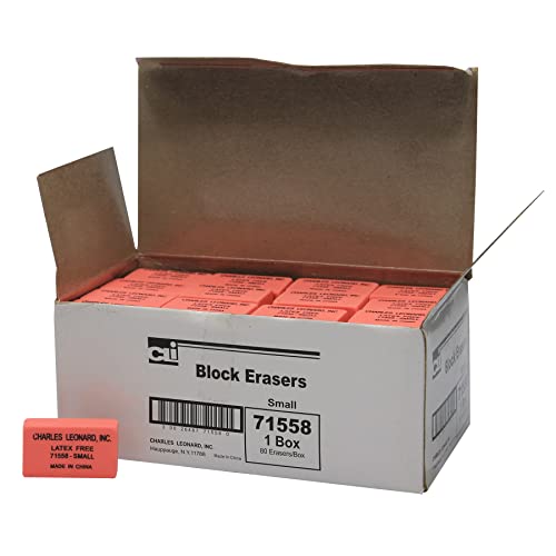 Eraser, Synthetic, Latex Free, Block Shape, Small, Pink, Box of 80 von Charles Leonard
