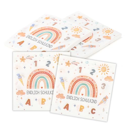 CharmBurst 40 Stück Servietten Einschulung Schulkind, Regenbogen Schulanfang Deko, Papierservietten Schuleinführung, Einschulung Mädchen Deko Schulkind Tischdeko 33x33cm CharmBurst 40 Stück Servietten Einschulung Schulkind, Regenbogen Schulanfang Deko, Papierservietten Schuleinführung, Einschulung Mädchen Deko Schulkind Tischdeko 33x33cm von CharmBurst