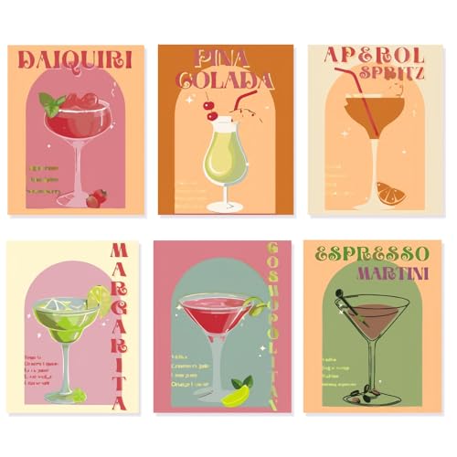 CharmBurst 6 Stück Paint by Number Wine Glasses, Malen Nach Zahlen Set DIY Handgemaltes Ölgemälde Set for Adults and Beginners with Brush and Acrylic Paints 20 x 30 cm von CharmBurst