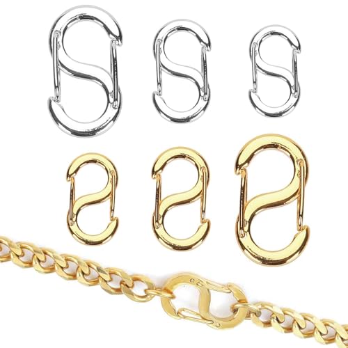 CharmBurst 6Pcs Gold Silber Edelstahl Doppelöffnungs Halsketten Verschluss 6.5,10,12mm Armband Verschluss Für Armbänder,Armband Verschlüsse Schlüsselringe Edelstahl von CharmBurst