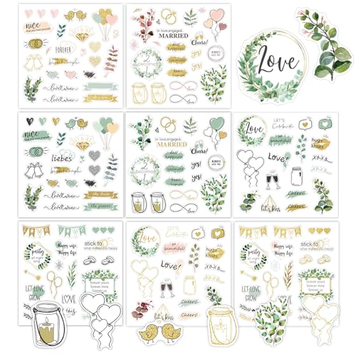 CharmBurst 8 Blätter Hochzeit Sticker Set - Exquisite Gold-Grüne Designs, Selbstklebend Und Vielseitig Nutzbar Für Fotoalbum Und Gästebuch Hochzeit CharmBurst 8 Blätter Hochzeit Sticker Set - Exquisite Gold-Grüne Designs, Selbstklebend Und Vielseitig Nutzbar Für Fotoalbum Und Gästebuch Hochzeit von CharmBurst