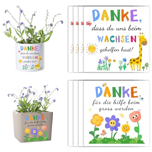 CharmBurst 8 Stück Erzieherin Lehrerin Danke Sticker Blumentopf Aufkleber, Danke DASS Du Mir Beim Wachsen Geholfen Hast, Kindergarten Abschiedsgeschenk, Dankesworte von CharmBurst