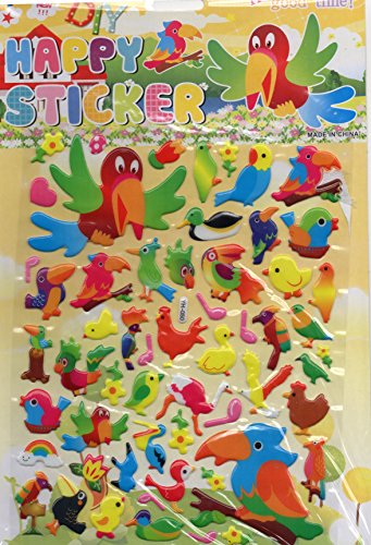 3D Papagei Rio Vogel Vögel Regenwald bunt Aufkleber 1 Blatt 250 mm x 200 mm Sticker Basteln Kinder Party von Charo