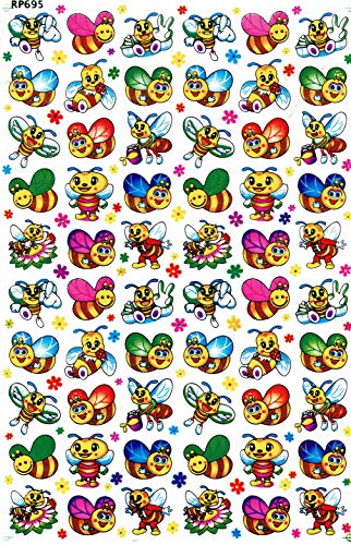 Bienen Bienchen Honig Tiere Aufkleber 60-teilig 1 Blatt 270 mm x 180 mm Sticker Basteln Kinder Party von Charo