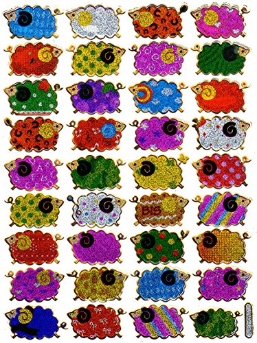 Bunte Schafe Wolle Tiere Aufkleber 36-teilig 1 Blatt 135 mm x 100 mm Sticker Basteln Kinder Party Metallic-Look Bunte Schafe Wolle Tiere Aufkleber 36-teilig 1 Blatt 135 mm x 100 mm Sticker Basteln Kinder Party Metallic-Look von Charo