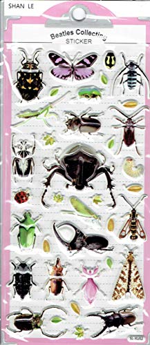 3D Insekten Käfer Tiere Aufkleber 1 Blatt 190 mm x 90 mm Sticker Basteln Kinder Party von Charo