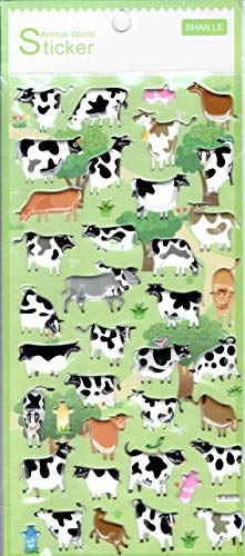 Charo 3D Kühe Kuh ALM Weide Milch Aufkleber 1 Blatt 190 mm x 90 mm Sticker Basteln Kinder Party von Charo
