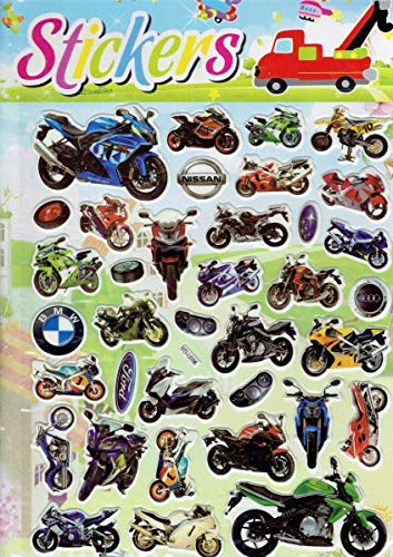 Charo 3D Motorrad Rennmaschine Biker MC Sport Rennsport Rennen Aufkleber 1 Blatt 250 mm x 200 mm Sticker Basteln Kinder Party von Charo