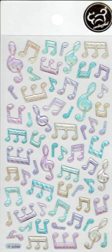 Charo 3D Musiknoten Noten Notenschlüssel Musik Unterricht Aufkleber 1 Blatt 190 mm x 90 mm Sticker Basteln Kinder Party von Charo