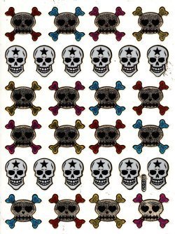 Charo Punk Totenkopf bunt Aufkleber 28-teilig 1 Blatt 135 mm x 100 mm Sticker Basteln Kinder Party Metallic-Look von Charo