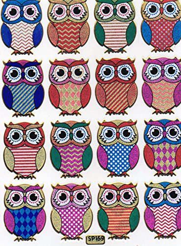 Eule Tiere Vogel Uhu Aufkleber 16-teilig 1 Blatt 135 mm x 100 mm Sticker Basteln Kinder Party Metallic-Look Eule Tiere Vogel Uhu Aufkleber 16-teilig 1 Blatt 135 mm x 100 mm Sticker Basteln Kinder Party Metallic-Look von Charo
