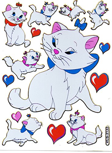Katzen Katze Kitty Marie Schleife Aufkleber 14-teilig 1 Blatt 135 mm x 100 mm Sticker Basteln Kinder Party Metallic-Look von Charo