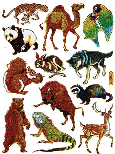 Panda Kamel Eichhörnchen Bär Leguan Tiere bunt Aufkleber 12-teilig 1 Blatt 135 mm x 100 mm Sticker Basteln Kinder Party Metallic-Look Panda Kamel Eichhörnchen Bär Leguan Tiere bunt Aufkleber 12-teilig 1 Blatt 135 mm x 100 mm Sticker Basteln Kinder Party Metallic-Look von Charo