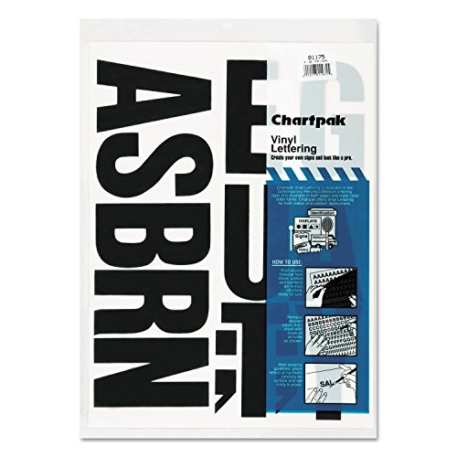 Chartpak, CHA01175, 10,2 cm große Vinyl-Großbuchstaben, 58 Stück, Schwarz von Chartpak