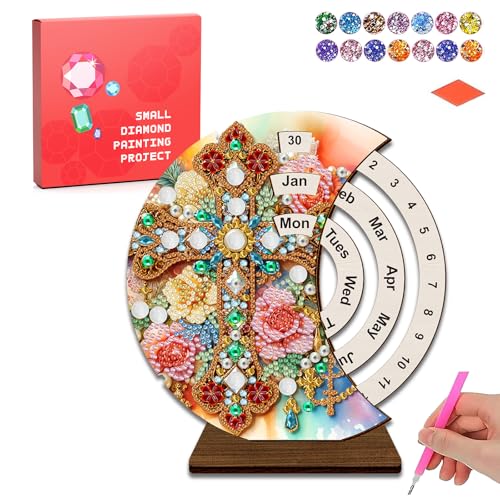 CharySim 1 Stück Diamond Painting Kalender Diamant Painting Kinder Geschenkideen Mädchen 6-14 Jahre Teenager Bastelset Erwachsene Basteln Mädchen 7 8 9 10 11 12 Jahre Geburtstagsgeschenke Kreuzen von CharySim