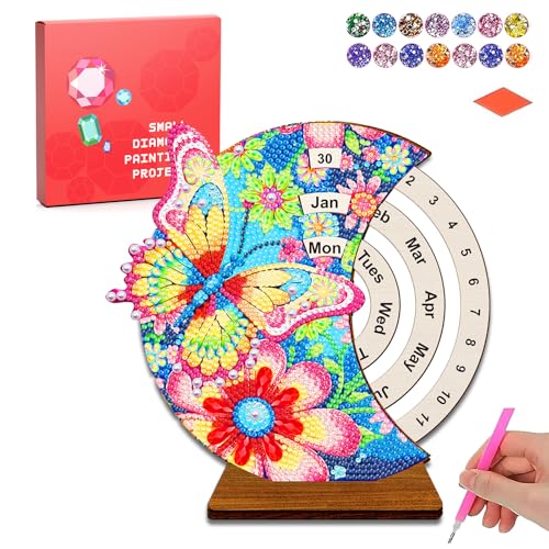CharySim Diamond Painting Kalender Diamant Painting Kinder Geschenkideen Mädchen 6-14 Jahre Teenager Bastelset Erwachsene Basteln Mädchen 7 8 9 10 11 12 Jahre Geburtstagsgeschenke Schmetterling von CharySim