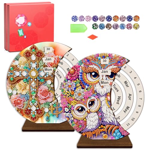 CharySim Diamond Painting Kit Erwachsene Mandala Bastelset Kinder Bastelset Mädchen 6 7 8 9 10 Jahre Diamond Painting Weihnachten (Owl&Cross 2) von CharySim