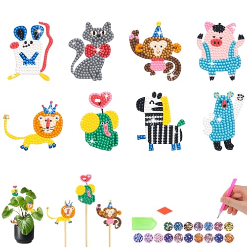 CharySim Diamond Painting Schmetterling Gartenstecker Diamant Painting Kinder Geschenkideen Mädchen 6-14 Jahre Bastelset Erwachsene Basteln Mädchen 7 8 9 10 11 12 Jahre Geburtstagsgeschenke Tier von CharySim