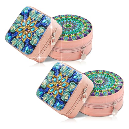 CharySim Diamond Painting Schmuckkästchen Basteln Mädchen 7 8 9 10 11 12 13 Jahre Daiments Painting Erwachsene Kits mit Zubehör Werkzeug Grau Tablett Diamond Painting Malerei Dekor Kits (Blue&Blue) von CharySim