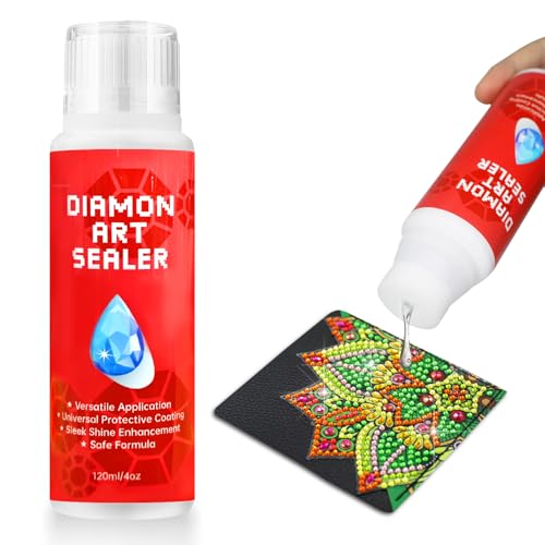 Diamond Painting Versiegelung Diamond Painting Zubehör Set mit Transparente Kleber Antihaftpapier und Schaber für Lesezeichen Kalender Schmuckschatullen Untersetzer kleine Diamant projekte (120 ml) von CharySim