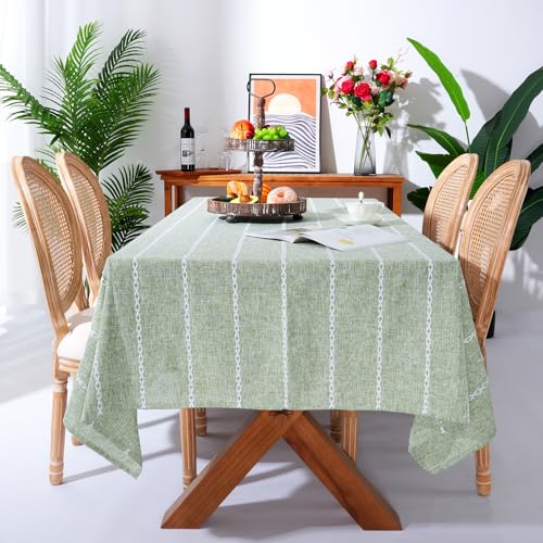 Chassic Leinentischdecken im Bauernhaus-Stil, knitterfrei, waschbar, Esszimmer-Tischdecken für rechteckige Tische 1,8 x 264,2 cm, Salbeigrün von Chassic