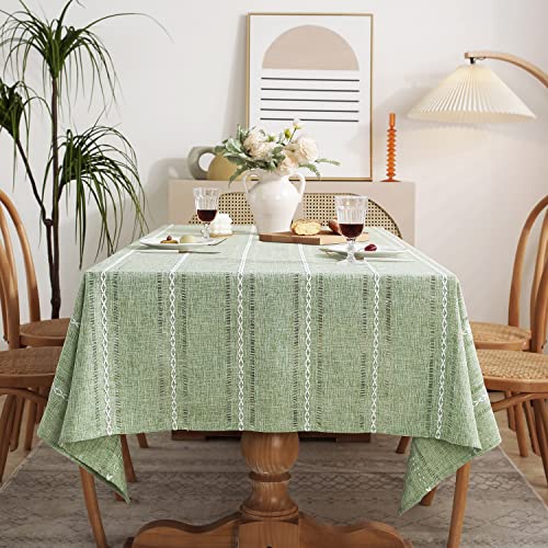Chassic Rustikale Leinen-Tischdecke im Bauernhaus-Stil, mit Hohlsaum, bestickt, knitterfrei, waschbar, Esszimmertischdecken für rechteckige Tische, 137,2 x 182,9 cm, Salbeigrün Chassic Rustikale Leinen-Tischdecke im Bauernhaus-Stil, mit Hohlsaum, bestickt, knitterfrei, waschbar, Esszimmertischdecken für rechteckige Tische, 137,2 x 182,9 cm, Salbeigrün von Chassic