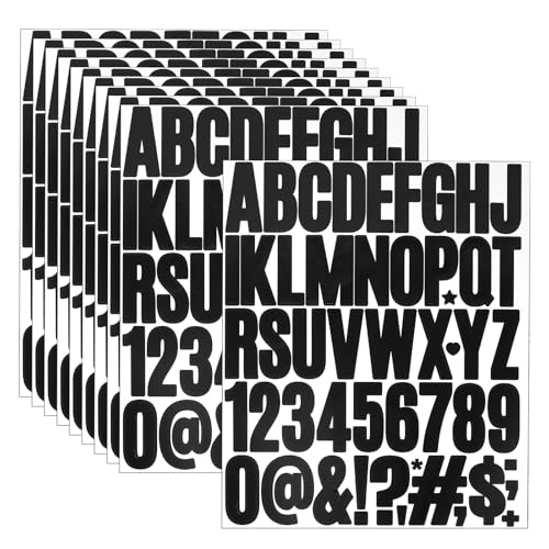 10 Blatt Buchstaben Aufkleber, 5cm Zahlen Klebebuchstaben Wetterfest Schablonen Buchstaben Sticker – für Scrapbooking, Grußkarten, Briefkasten und DIY Dekoration(Schwarz) von ChauLanBow