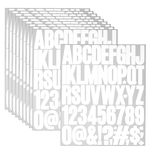 10 Blatt Buchstaben Aufkleber, 5cm Zahlen Klebebuchstaben Wetterfest Schablonen Buchstaben Sticker für Scrapbooking, Grußkarten, Briefkasten und DIY Dekoration(Weiß) von ChauLanBow