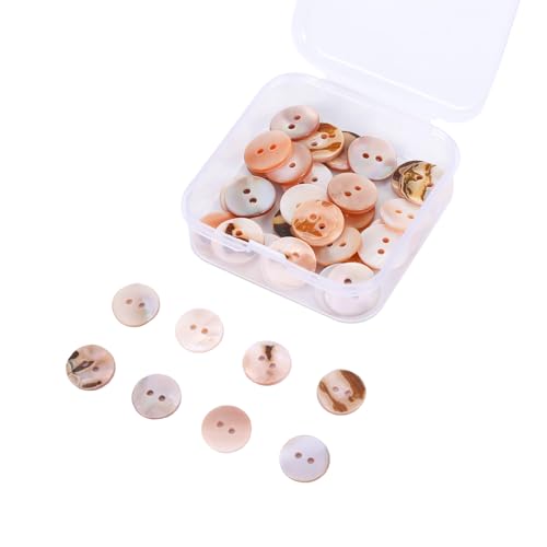 30 Stück Perlmutt Knöpfe, Natürliche Muschel Knöpfe zum Annähen 12,5mm mit Durchsichtiger Kunststoffbox, Schimmernde Flache Knopf für DIY Nähen und Buttons Selber Machen von ChauLanBow