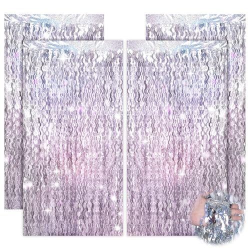 4 Stück Glitzer Vorhang, Lametta Vorhang Silber, Glitzer Metallic Folie Fransen Glitzervorhang, Luftschlangen für Jugendweihe Discokugel Deko Party Deko 18. Geburtstag Mädchen Geburtstagsdeko 4 Stück Glitzer Vorhang, Lametta Vorhang Silber, Glitzer Metallic Folie Fransen Glitzervorhang, Luftschlangen für Jugendweihe Discokugel Deko Party Deko 18. Geburtstag Mädchen Geburtstagsdeko von ChauLanBow
