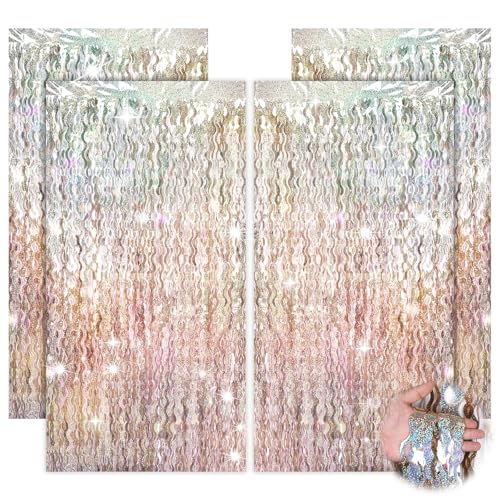 4 Stück Lametta Vorhang Rosa Gold, Glitzer Vorhang, Glitzer Metallic Folie Fransen Glitzervorhang, Luftschlangen für Jugendweihe Discokugel Deko Party Deko 18. Geburtstag Mädchen Geburtstagsdeko 4 Stück Lametta Vorhang Rosa Gold, Glitzer Vorhang, Glitzer Metallic Folie Fransen Glitzervorhang, Luftschlangen für Jugendweihe Discokugel Deko Party Deko 18. Geburtstag Mädchen Geburtstagsdeko von ChauLanBow