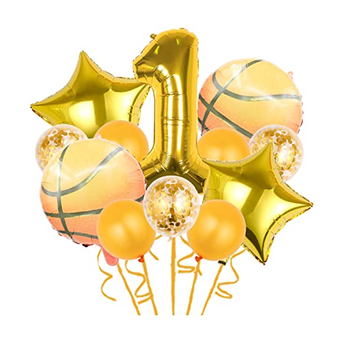 12 Stück Basketball-Themen-Luftballons, Basketball-Themen-Dekorationen, Gold-Konfetti-Ballon, Folien-Ballon, Stern-Ballon für Basketball, Sport, Thema, 1. Geburtstag, Partyzubehör, Gold, Nummer 1 12 Stück Basketball-Themen-Luftballons, Basketball-Themen-Dekorationen, Gold-Konfetti-Ballon, Folien-Ballon, Stern-Ballon für Basketball, Sport, Thema, 1. Geburtstag, Partyzubehör, Gold, Nummer 1 von Chaungfu