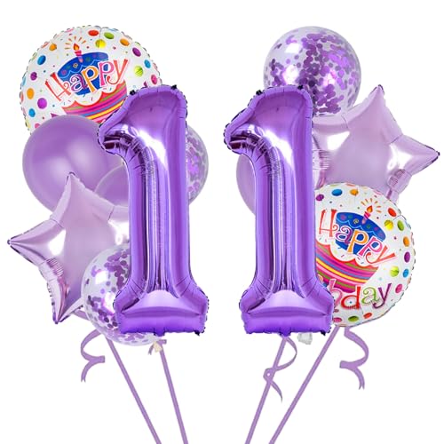 12 Stück lila Folienballons zum 11. Geburtstag, Partyzubehör, Dekoration, Konfetti-Ballon, Kinder-Party-Ballon, Geburtstagsparty-Zubehör, 11 Jahre alt, Geburtstagsballon für Kinder (11. Geburtstag 12 Stück lila Folienballons zum 11. Geburtstag, Partyzubehör, Dekoration, Konfetti-Ballon, Kinder-Party-Ballon, Geburtstagsparty-Zubehör, 11 Jahre alt, Geburtstagsballon für Kinder (11. Geburtstag von Chaungfu