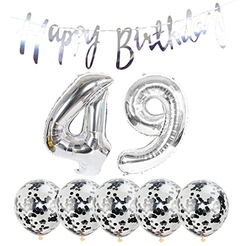 2 Luftballons Zahl 49 silber+5 Konfetti Luftballons+silber banner Folienballon 49.Geburtstags deko Männer frauen 49 Jahr Geburtstags deko Zahlenballon 49 Luftballons 49 Geburtstags Mann frau 2 Luftballons Zahl 49 silber+5 Konfetti Luftballons+silber banner Folienballon 49.Geburtstags deko Männer frauen 49 Jahr Geburtstags deko Zahlenballon 49 Luftballons 49 Geburtstags Mann frau von Chaungfu
