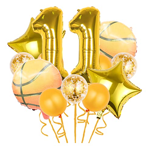Chaungfu 12 Stück Basketball-Luftballons, Gold, 12 Stück Dekorationen für Basketball-Party, Geburtstag, Babyparty, Sport, Thema, Nummer 11, Familienspaß von Chaungfu
