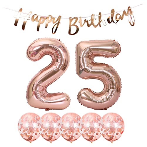 Chaungfu 2 Luftballons Zahl 25 Rosegold +5 Konfetti Luftballons+Rosegold banner Folienballon 25.Geburtstags deko Männer frauen Jahr Geburtstags Zahlenballon Mann frau Chaungfu 2 Luftballons Zahl 25 Rosegold +5 Konfetti Luftballons+Rosegold banner Folienballon 25.Geburtstags deko Männer frauen Jahr Geburtstags Zahlenballon Mann frau von Chaungfu