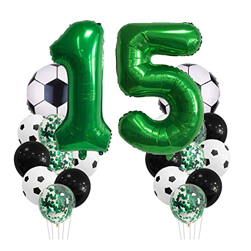 Fußball Geburtstagsdeko 15 Jahr Kindergeburtstag Deko Jungen Großes Fußball Luftballon Geburtstag Dekorationen Zahl 15 Ballon, Fussball FolienBallon, Grüner Konfetti Ballon für Fußball Themenfeier Fußball Geburtstagsdeko 15 Jahr Kindergeburtstag Deko Jungen Großes Fußball Luftballon Geburtstag Dekorationen Zahl 15 Ballon, Fussball FolienBallon, Grüner Konfetti Ballon für Fußball Themenfeier von Chaungfu