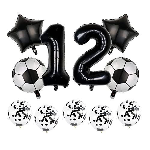Fußball Luftballons Set 12. Geburtstagsdeko 32'' Luftballons Zahl 11 Folienballon Fussball FolienBallon, Stern Ballon, Konfetti Ballon für Fußball Themenfeier von Chaungfu