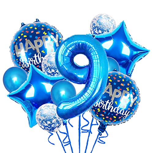 Luftballons, 11 Stück Folienballons 9 Jahre alt für 9. Geburtstag Party Supplies Dekoration, Konfetti Ballon Kinder Party Luftballons Party Supplies 9 Jahre alt Geburtstag Ballon für Kinder (9, Blau) Luftballons, 11 Stück Folienballons 9 Jahre alt für 9. Geburtstag Party Supplies Dekoration, Konfetti Ballon Kinder Party Luftballons Party Supplies 9 Jahre alt Geburtstag Ballon für Kinder (9, Blau) von Chaungfu
