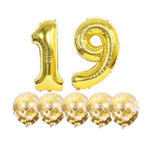 Luftballons 19. Geburtstag Gold Luftballon Zahlen Number 19 Folienballon, Deko 19 Geburtstag Mädchen, Riesenzahl Zahlenballon 40 inch für Geburtstag, Jubiläum,Hochzeit Party Dekoration Luftballons 19. Geburtstag Gold Luftballon Zahlen Number 19 Folienballon, Deko 19 Geburtstag Mädchen, Riesenzahl Zahlenballon 40 inch für Geburtstag, Jubiläum,Hochzeit Party Dekoration von Chaungfu