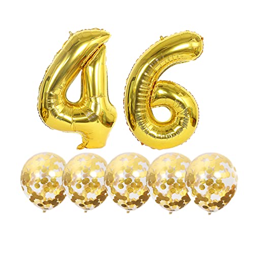 Luftballons 46. Geburtstag Gold Luftballon Zahlen Number 46 Folienballon, Deko 46 Geburtstag Mädchen, Riesenzahl Zahlenballon 40 inch für Geburtstag, Jubiläum,Hochzeit Party Dekoration von Chaungfu