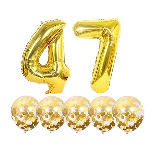 Luftballons 47. Geburtstag Gold Luftballon Zahlen Number 47 Folienballon, Deko 47 Geburtstag Mädchen, Riesenzahl Zahlenballon 40 inch für Geburtstag, Jubiläum,Hochzeit Party Dekoration von Chaungfu